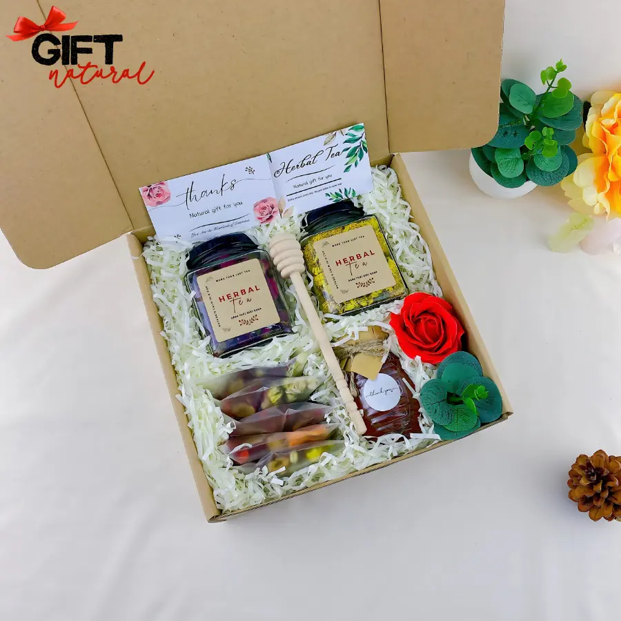 Set Quà Tặng Trà Hoa NATURAL GIFT Ý Nghĩa - Quà Sinh Nhật Tặng Bạn, Thầy Cố, Tặng Mẹ Ý Nghĩa