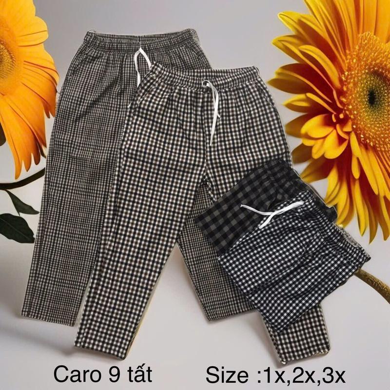 quần kaki  nữ thun 9 tấc lưng thun , kẻ ô , size 45-70kg Women
