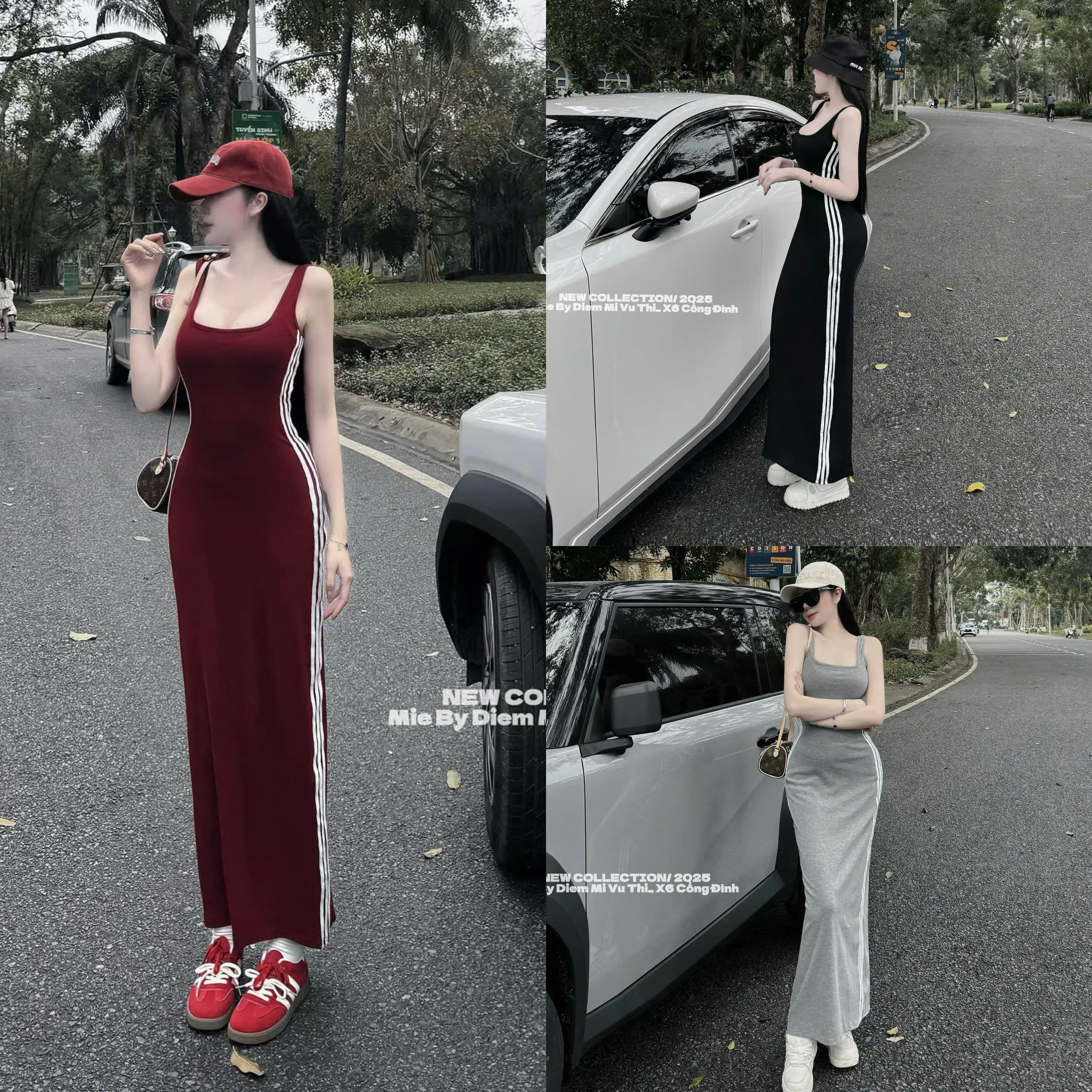 Váy body ôm dáng chạy sọc sườn 2 dây bản to - Thuongnguyen store