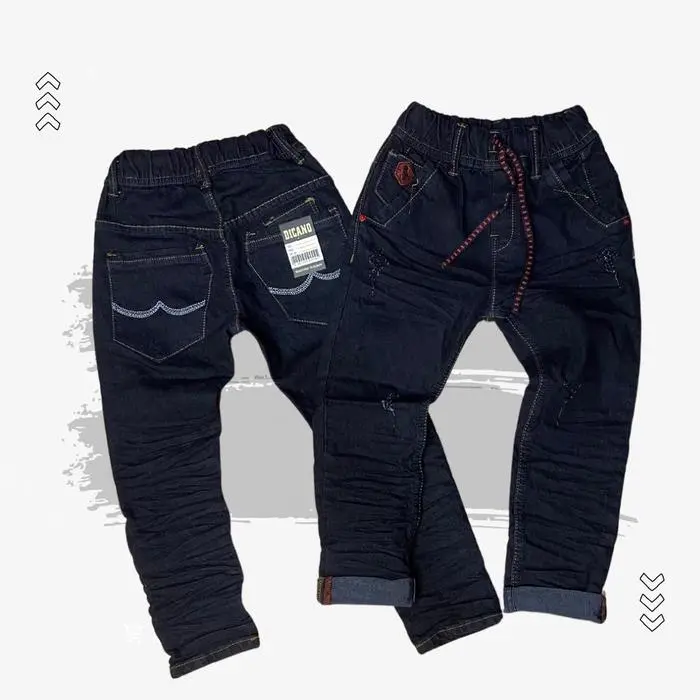 CELANA PANJANG JEANS.PREMIUM. Stretch. ANAK-ANAK PRIA . Hitam. DISTRO. Denim. untuk usia 5-13tahun. Bordir Fashion Melar Karet - BLACK, 1
