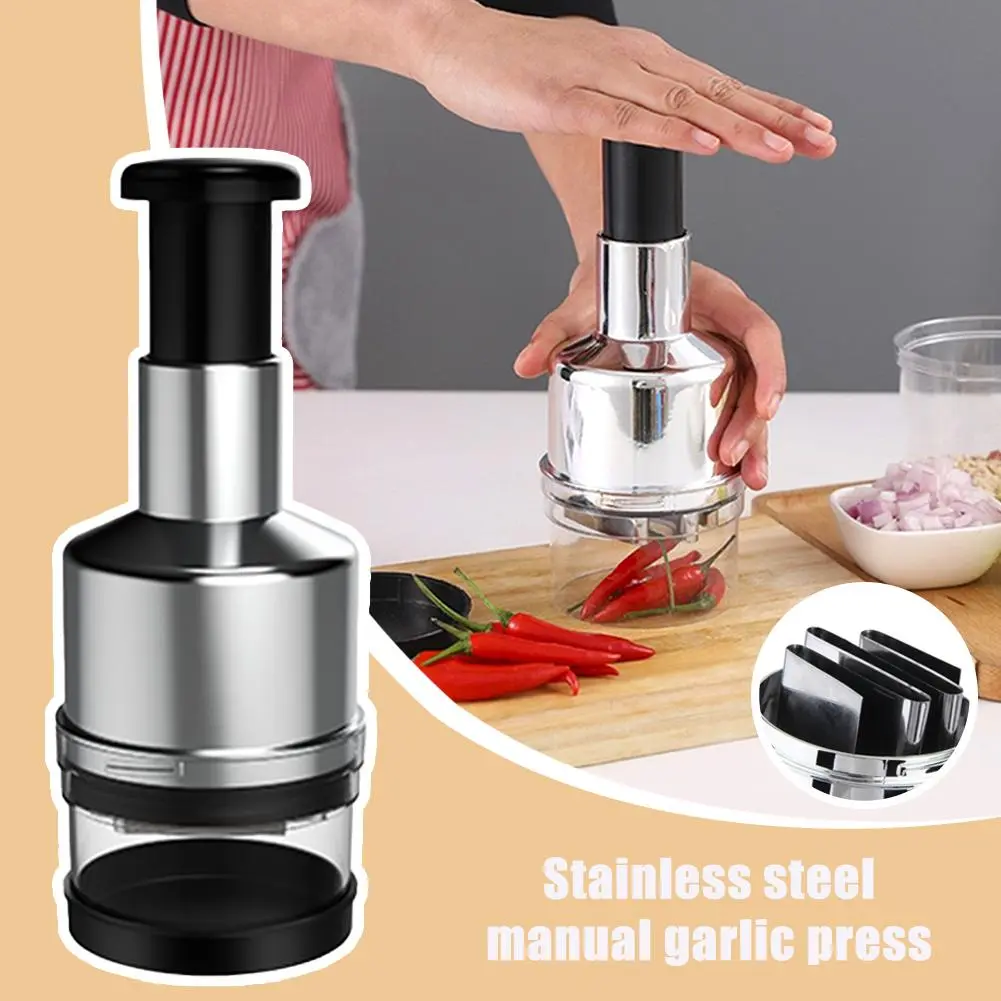 Kitchen Stainless Steel Onion Garlic Hand Press Chopper Manual Pepper Vegetable Nuts Graters H1B3