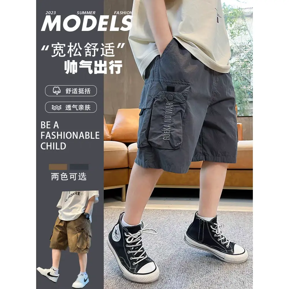 Quần Soóc Bảo Hộ Lao Động Mùa Hè, Cho Bé Trai, Camkids, Quần Cropped Mỏng Cotton Giặt Được, Cho Trẻ Em, Thích Hợp Cho Trẻ Em Trung Và Lớn, Quần Thường Ngày Mùa Hè