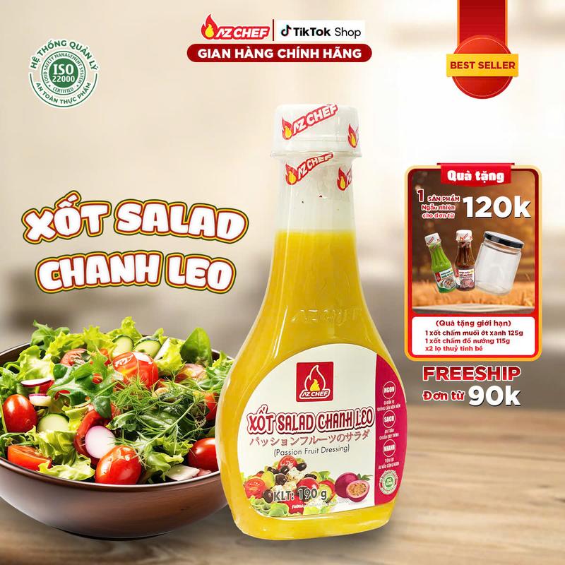 Xốt trộn salad chanh leo 190g AZ CHEF, Xốt trộn các món salad ăn liền, thơm ngon, chuẩn vị Gia Vị Nước Sốt