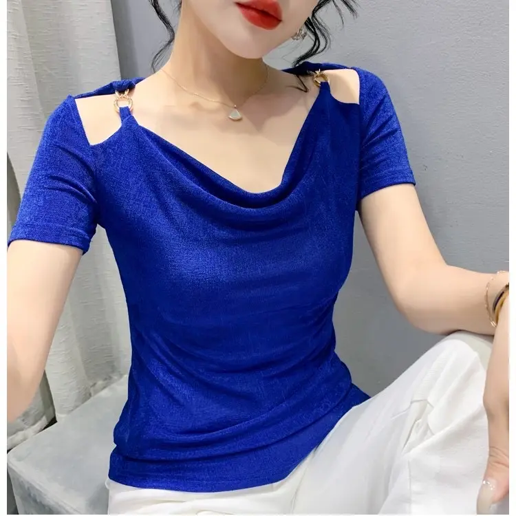 B47 Atasan One Shoulder Korean Style Blouse Wanita
