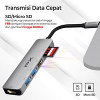 Gambar USB Hub Converter Type C Hub Adapter Laptop Macbook Ipad Tablet Type C 3.1 to HDMI 4K USB 3.0 Memory Card SD Card Micro SD up to 1TB 6 Port 6 in 1 PX UCH160 dari PX Official Store Kota Administrasi Jakarta Utara 4 Tokopedia