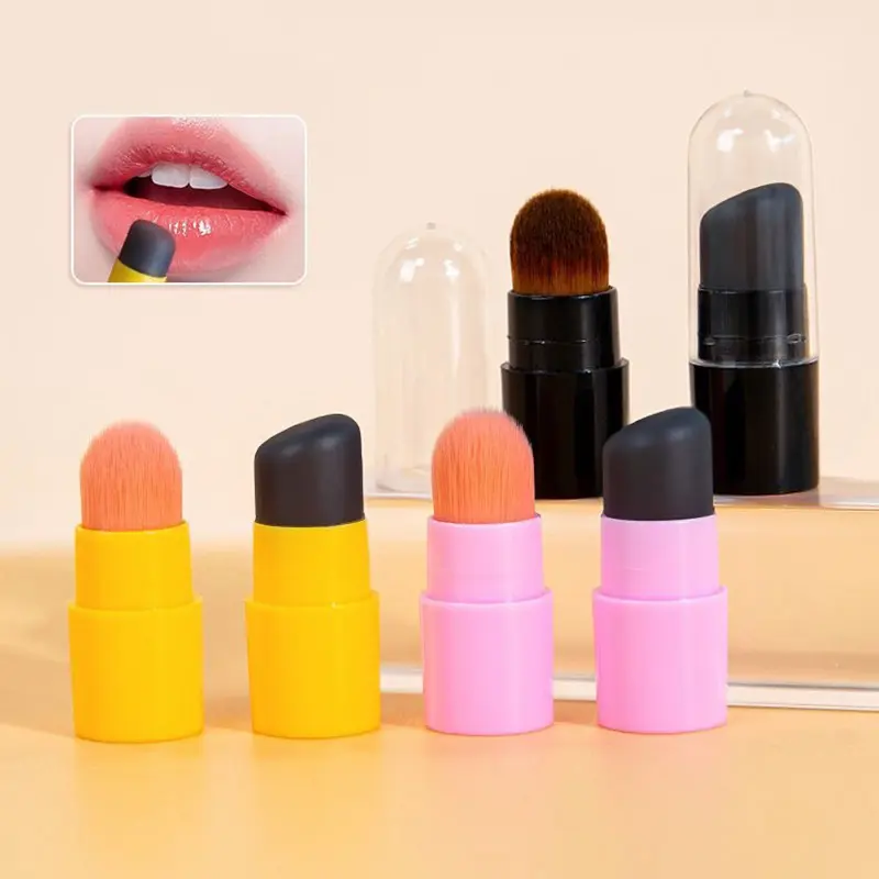 Mini Silicone Lip Brush Angled Concealer Makeup Brush Tool Portable Round Head Soft Lipstick Brush Concealer Brush Cosmetics Daily Cleansing