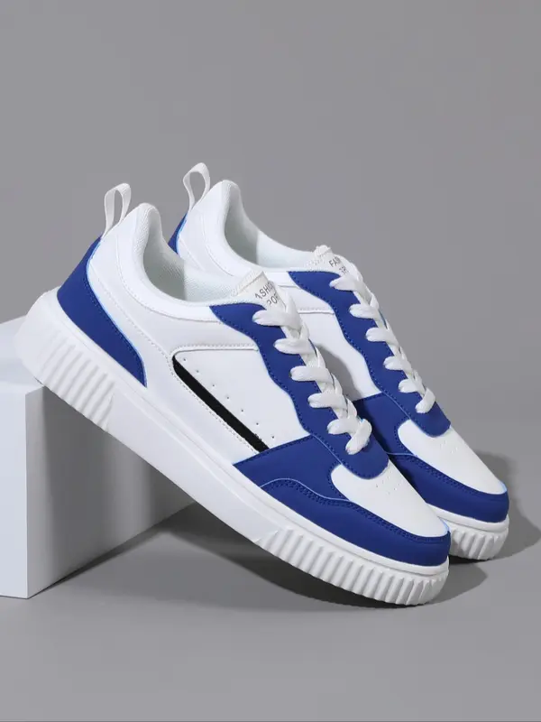 Men's Colorblock Lace Up Low Top Sneakers, Casual Comfortable Breathable Sports Running Shoes, Male All-match Round Toe Shoes for Daily Wear 6
