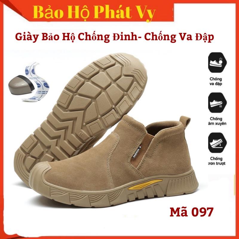 {Mũi Thép Đế Chống Đinh} Giày Bảo Hộ Không Dây Chống Đinh Chống Dập Ngón Chống Trơn Trượt Chống Tia Lửa Hàn Bằng Da Bò Lộn Giày Công Trình - TẶNG LÓT GIÀYShoes giay bao giay bao