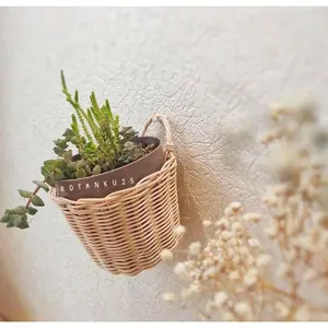 Produk Terbaru [nayoubi store] vas bunga tempel / vas bunga rotan /keranjang rotan / vas rotan d 12cm t8-9cm Bergaransi Terlaris