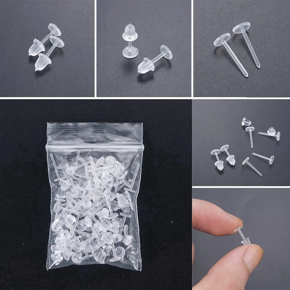 Cindie Accessories Hot  50PCS DIY Hypoallergenic Clear Plastic Earring Stud Earrings