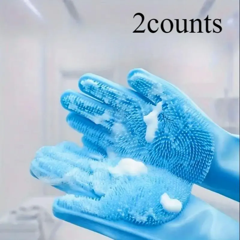2 in 1 Pet Bath Glove, 2 Counts/set Silicone Pet Bath Massage Gloves, Multi-use Pet Bath Accessories for Dogs & Cats