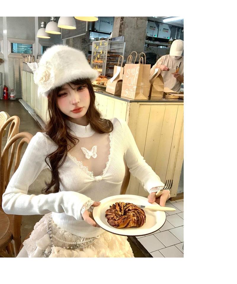 Product Introduction of Áo Thun Dài Tay Ngọt Ngào Tiệc Trà, Đồ Len Phù Hợp Bên Trong Ren, Áo Nữ Mùa Thu Và Mùa Đông, Cao Cổ, Thuốc Bắc Thuần Khiết, Sang Trọng Và Đẹp Mắt, Hàng Đầu 11