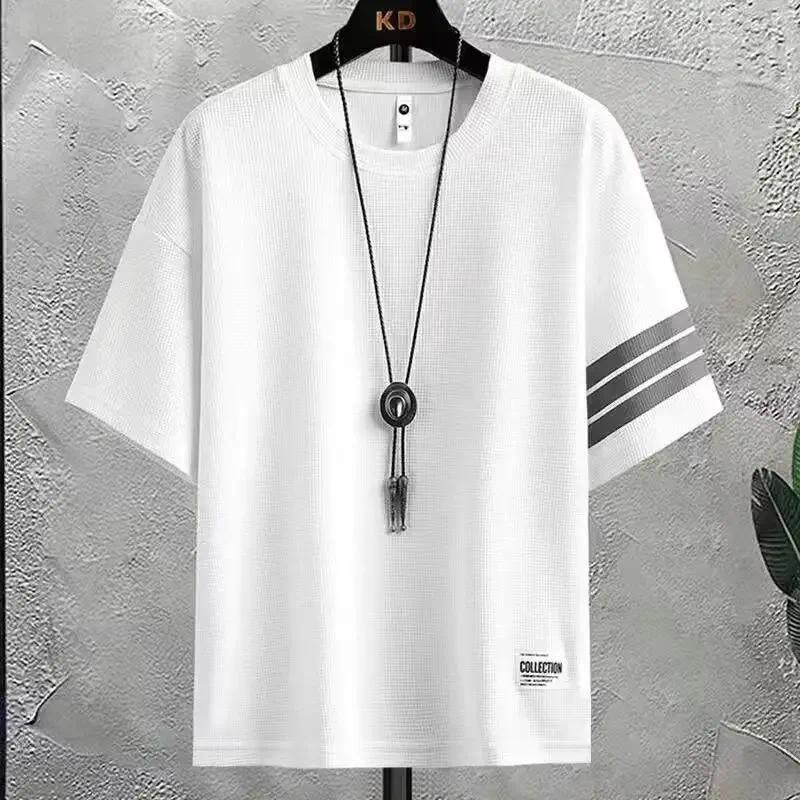 Product Introduction of Summer casual T-shirt short sleeve suit men feel luxury sport set of 2 pieces design checkered crossbody bag free shipping Menswear Breathable Dress Heart Matching Overall Straight 28