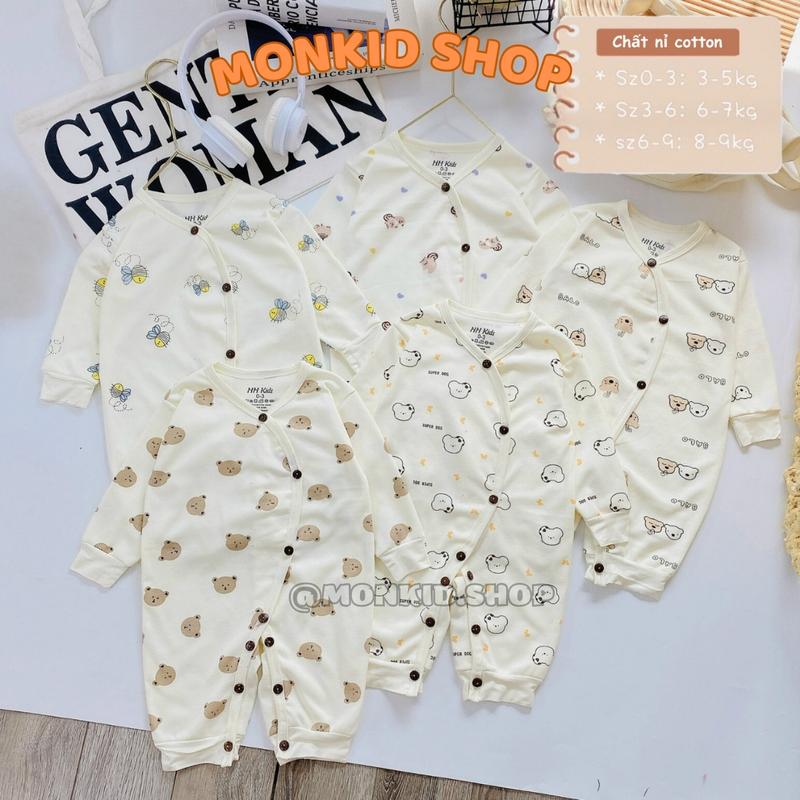 [Form to-Combo 3/5] BODY Dài Tay Chất Liệu Nỉ Cotton Xuất Hàn Ấm Áp, Xinh Xắn Cho Bé Sơ Sinh 0-9 tháng
