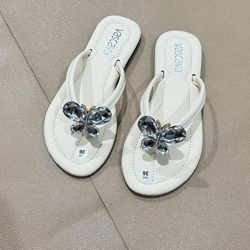  Dép Shoes Nữ Kẹp Búm Xinh Đá Sáng Bóng Mũi Tròn Size 36-40 DéP Lê Nữ GiàY 