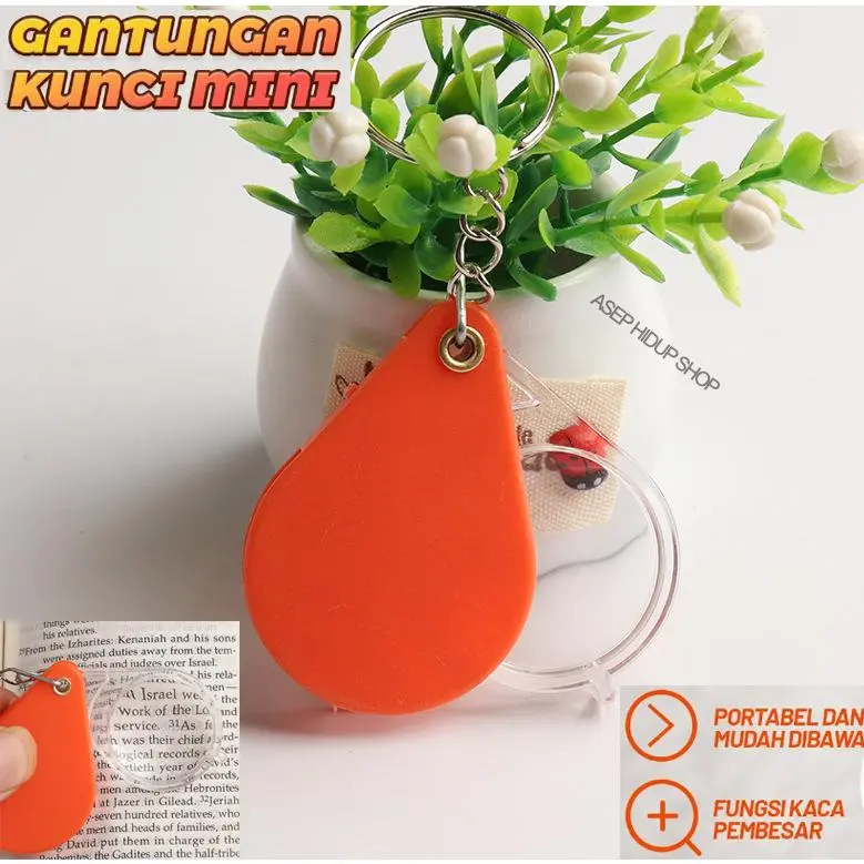 Gantungan kunci lipat kaca pembesar alat baca khusus untuk orang tua untuk membaca pembesaran tinggi mini genggam portabel definisi tinggi Keychain 0