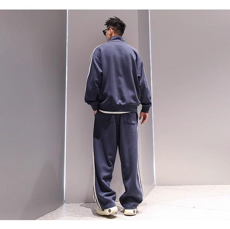 Product Introduction of FANAVY-National Trend Casual Sports Suit Spring Autumn Men's Trendy Half-Zip Pullover Casual Top Plus Size Wide-Leg Straight Pants 10
