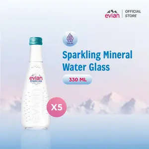 Evian Sparkling Mineral Water Glass 330ml [Isi 5 Pcs]