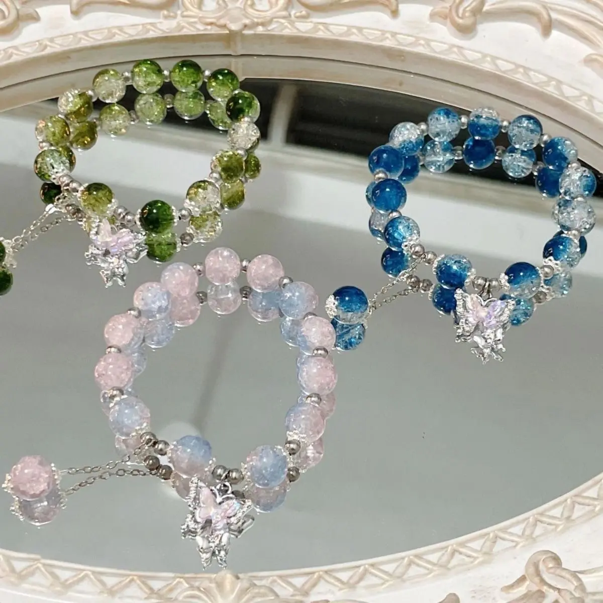 Fairy Butterfly Broken Beads Bracelet Women's Special-Interest Design Ins Mori Style Fairy Sweet Colored Beads Bracelet Girlfriends' Gift