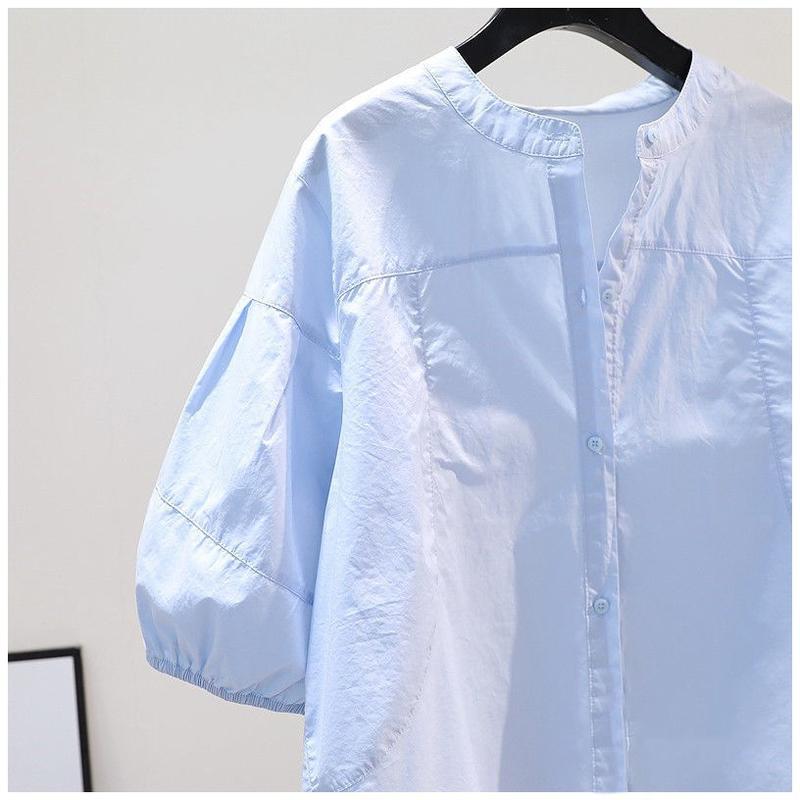 Product Introduction of Áo Sơ Mi Cho Nữ, Phong Cách Công Sở Thường Ngày Thiết Kế Trơn Tay Phồng, Thanh Lịch, Áo Thường Ngày Dáng Rộng Thời Trang Gấp Bất Đối Xứng Hàng Mới Về Mùa Hè, Phong Cách Thanh Lịch, 2024 17
