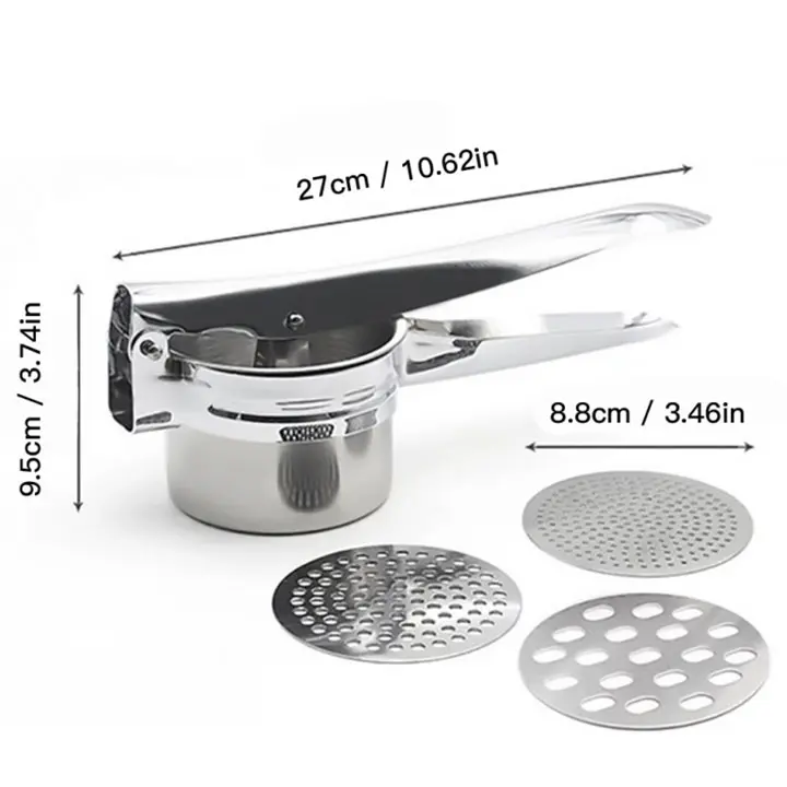 Dụng cụ ép củ quả làm bún, bánh canh bánh lọt, ép chả cá đa năng 3 vỉ khuôn inox 100% full box