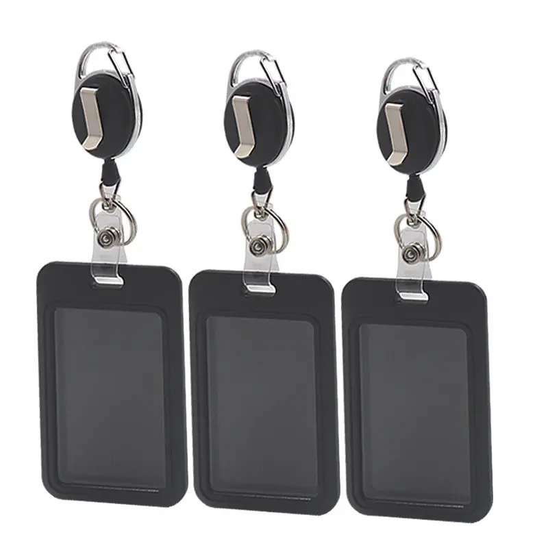 Stylish Simple Document Card Holder For Women Men High Quality Retractable Sliding Cover Card Holder Bus Card ID Card Holder