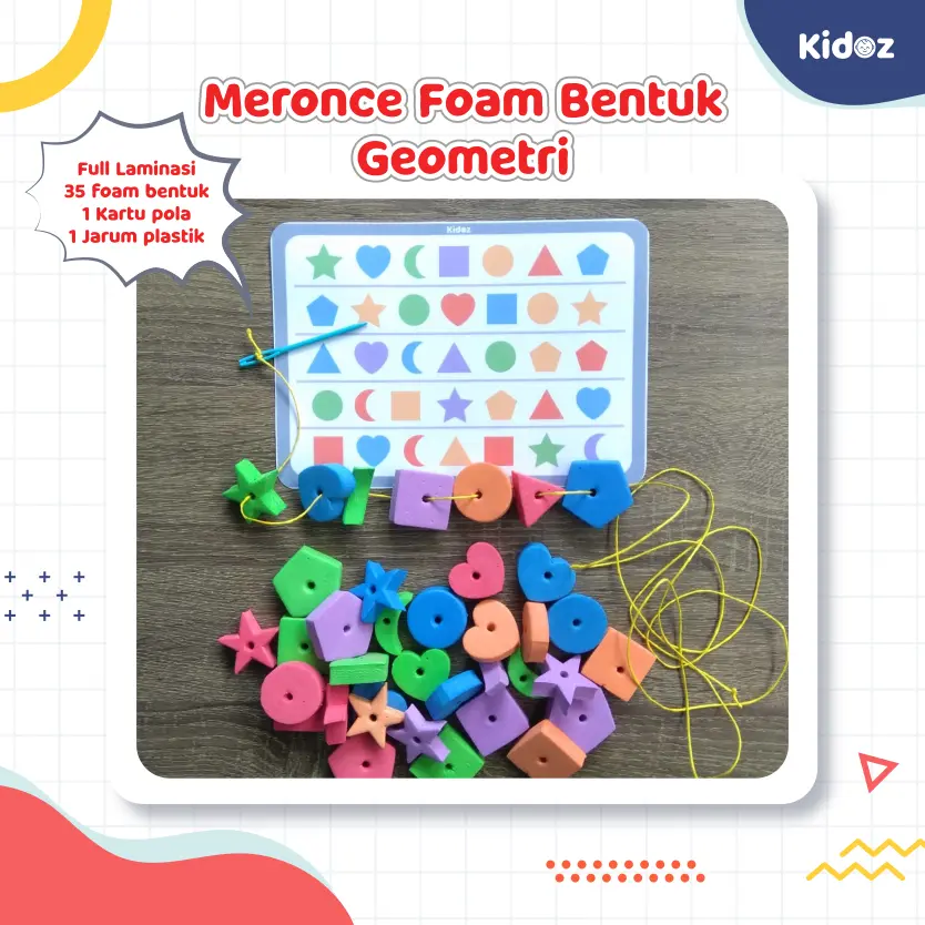 Mainan Edukasi Anak Meronce Bentuk Geometri