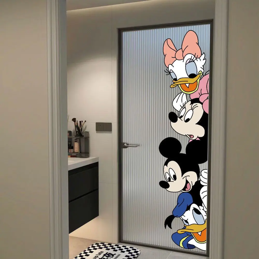 Hình dán hoạt hình, thiết kế Mickey, cắt giấy, để Đồ Trang Trí cửa sổ, kính, cửa sổ, ban công, trượt, chống va chạm, thích hợp cho phòng tắm và nhà bếp, dán