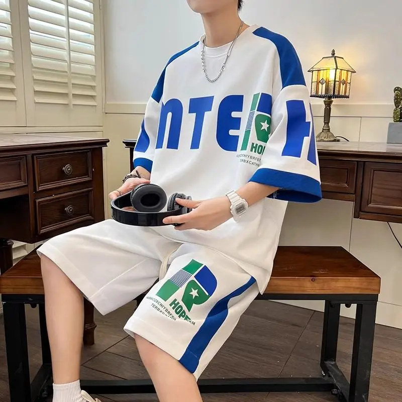 Bộ Đồ Thể Thao Bóng Rổ ngắn Tay Mùa Hè, Phổ Biến Cho Học Sinh, Áo Phông Mỏng Bộ Hai Mảnh, Tay Lửng Thời Trang Trẻ Trung, Phổ Biến