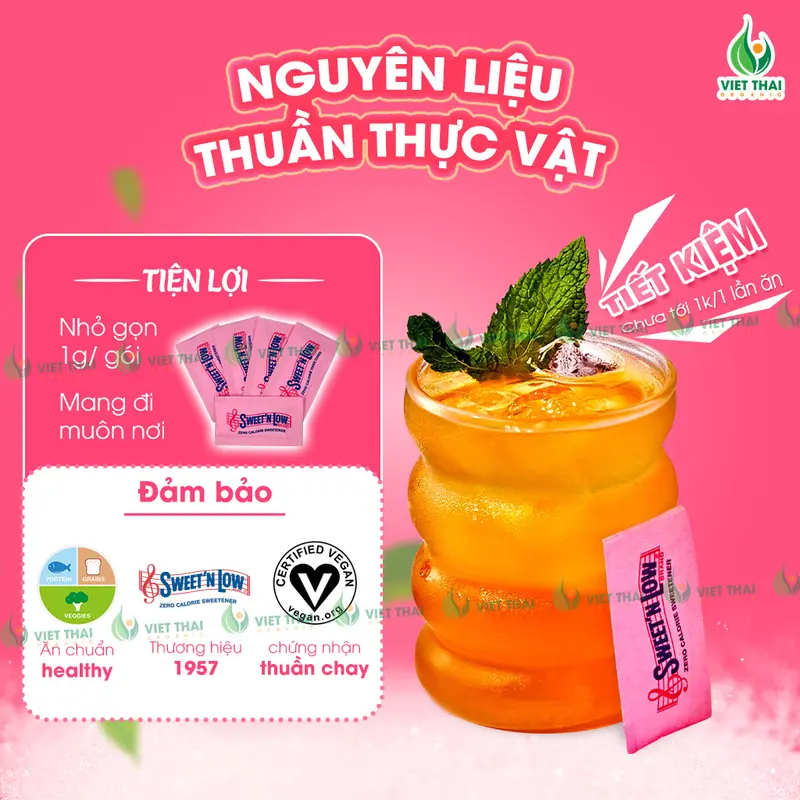 [SIÊU HOT] Đường 0 Calo Sweet’N Low, Set 50-100-200 Gói Tiện Lợi Dành Cho Team Healthy Eatclean Nhập Chính Hãng Mỹ (Việt Thái Organic) 2