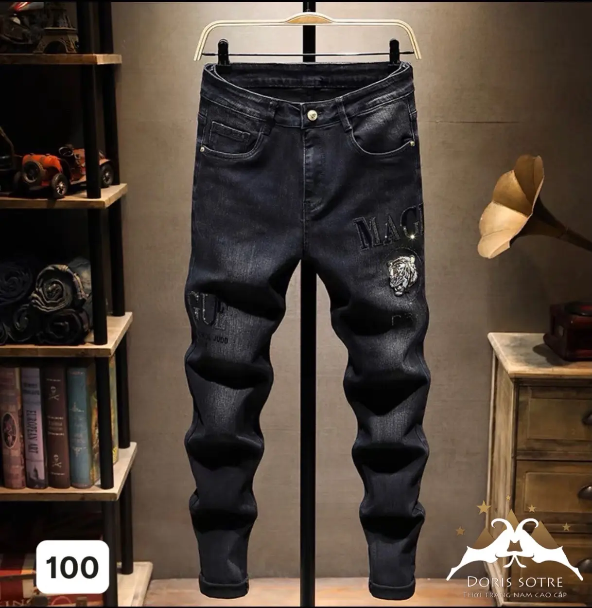 [ LQV ] - MS 100 Quần jean nam dài phong cách hàn trẻ trung Menswear Pants Denim Có Túi - Jean co giãn, Slimfit ống 15.5cm-16cm