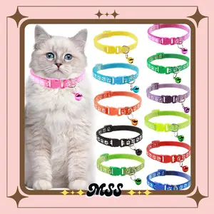 MSS (COD) Kalung Kucing Lonceng Hewan Peliharaan Tali Leher Anjing Kecil Lonceng Pet Collar Dog Kitten Adjustable Motif Tapak Kaki Murah
