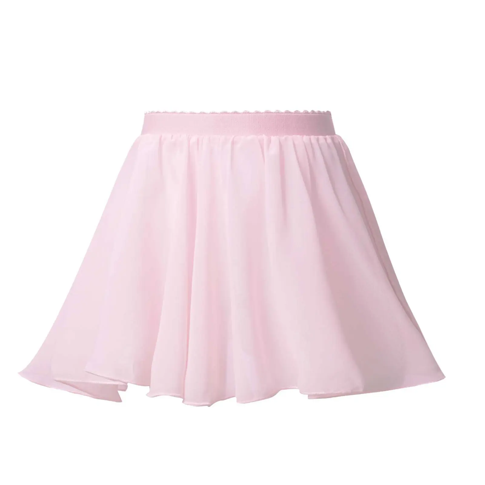 Nyeemya Kids Girls Ballet Dance Pull-On Chiffon Skirt Solid Color Miniskirt Competition Costume Gymnastics Training Wear