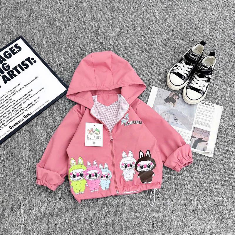 Áo khoác Labubu cho bé trai và bé gái - Áo khoác gió tráng 2 lớp trong lót lướt siêu xinh size 10kg-30kg
