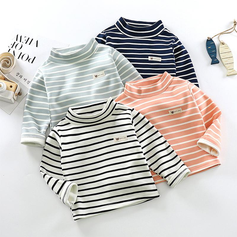 Áo giữ nhiệt cho bé lót nỉ nhung cổ cao 3cm hàng Quảng Châu, áo dài tay cổ lọ cho bé trai bé gái 7-16kg _A20