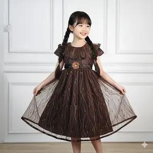 Gaun Anak Mewah Dress Mutiara Leher Melati Usia 1-12 Tahun Baju Perempuan Bayi Cewek Cantik Material Tille Satin Furing