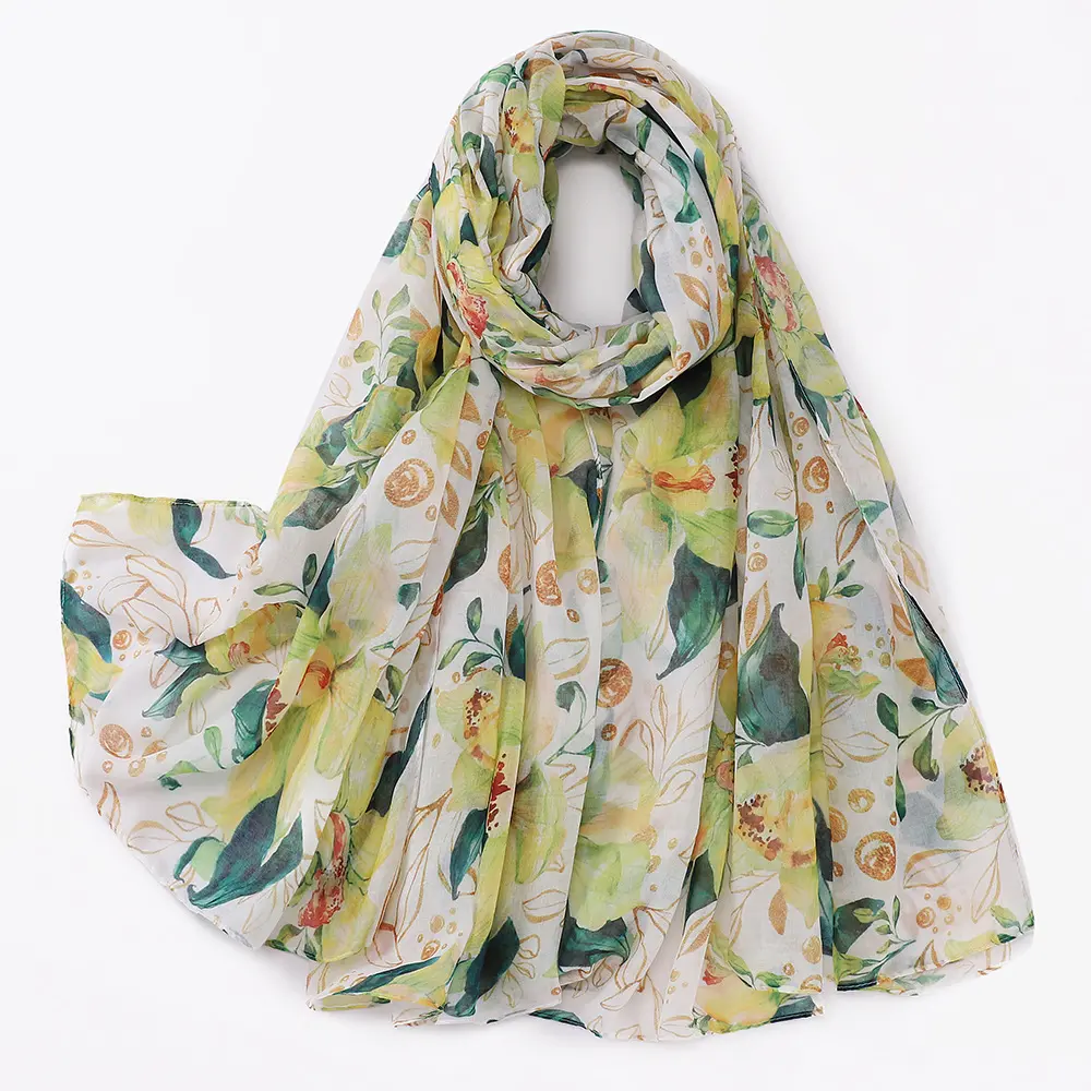 Original Digital Printing Polyester Scarf Shawl Summer Big Muslim Hijab Scarves Women