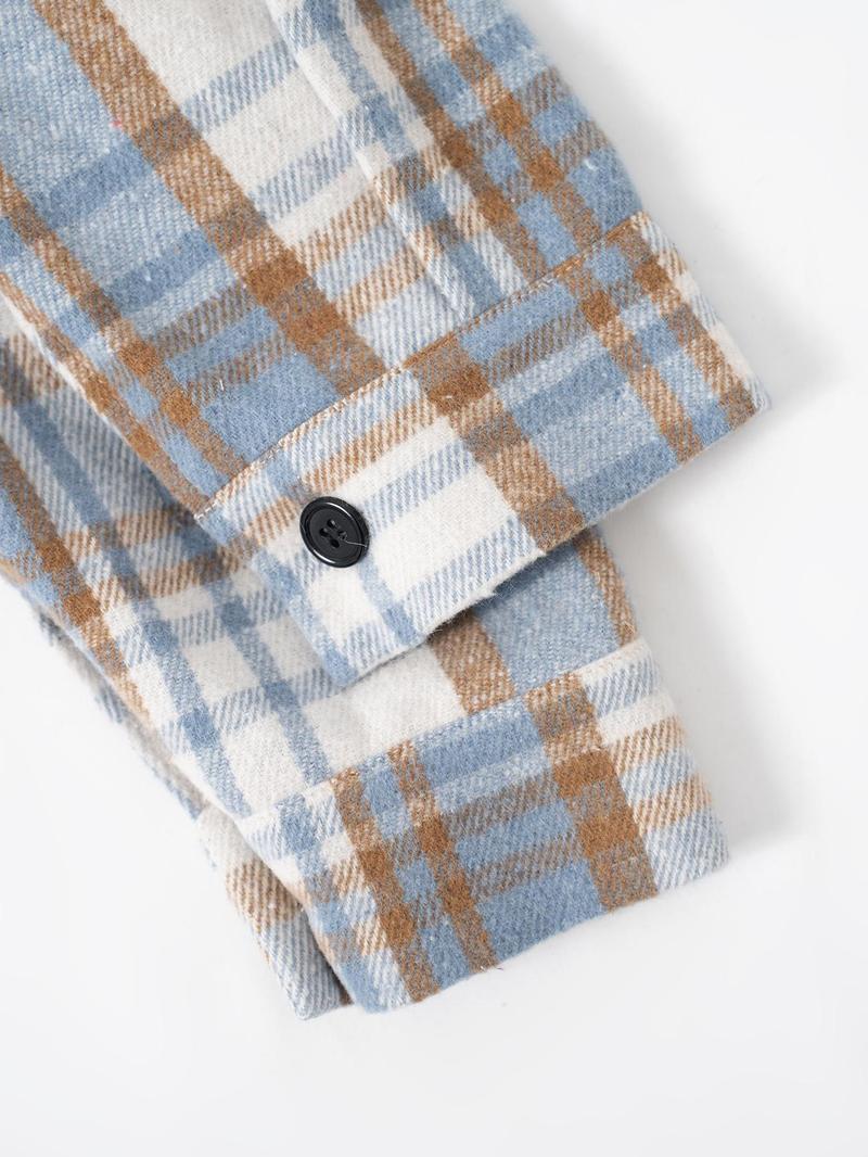 Product Introduction of Women's Plaid Print Shirt, Casual Flap Pocket Collared Long Sleeve Top for Daily Wear, Ladies Clothes for All Seasons 5