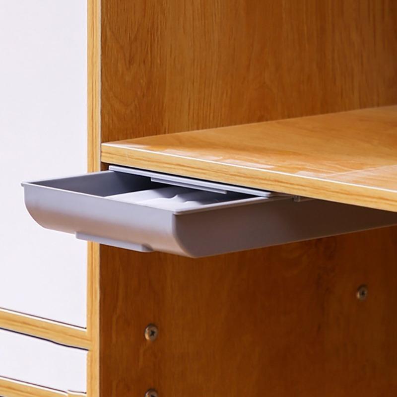 Product Introduction of Under Desk Drawer Organizer, 1 Piece Self Stick Pencil Tray, Desk Table Storage Drawer Organizer, Desk Organizer for Home Office 0