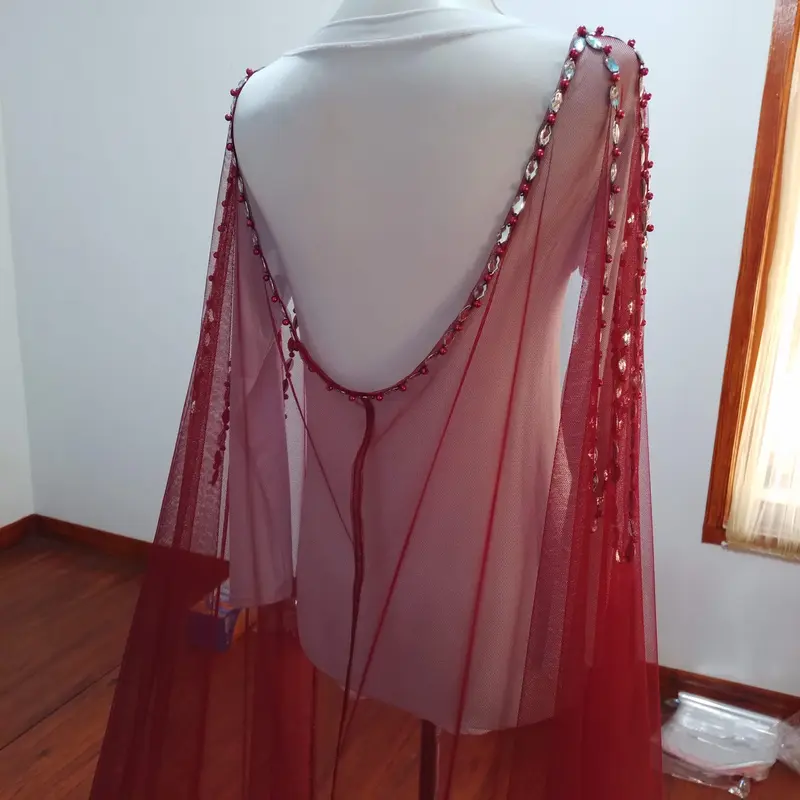 jubah pengantin jubah gaun pengantin Selendang panjang Dress Mutiara Wanita 2