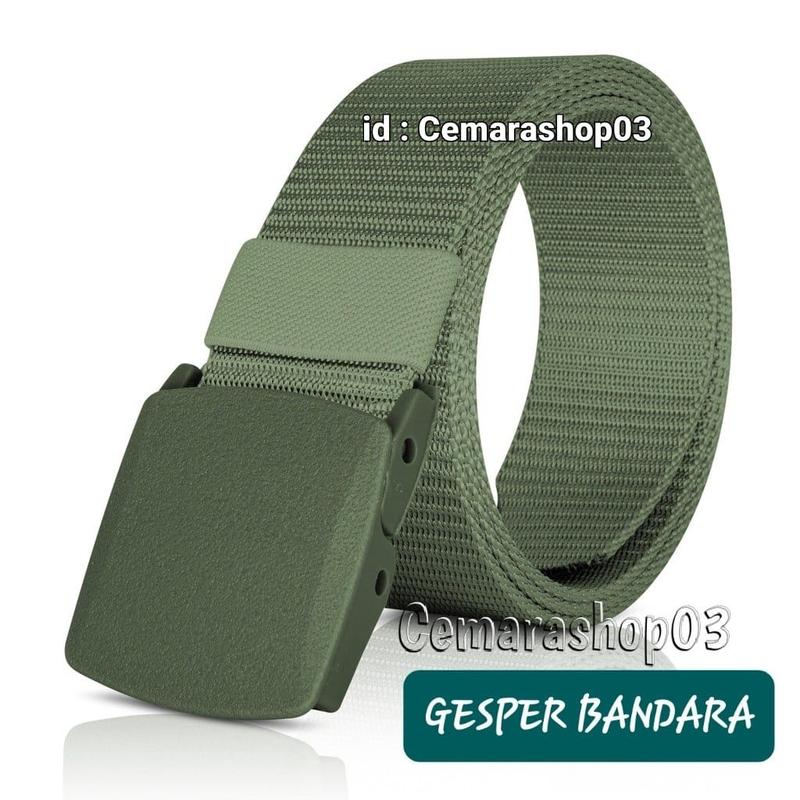 GESPER KANVAS BANDARA / IKAT PINNGANG PRIA WANITA ANTI XRAY / SABUK CANVAS ANTI DETECTOR AIRPORT Belt Hijau Hitam Men Women gesper 2