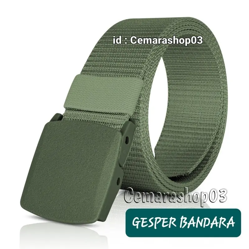 GESPER KANVAS BANDARA / IKAT PINNGANG PRIA WANITA ANTI XRAY / SABUK CANVAS ANTI DETECTOR AIRPORT Belt Hijau Hitam Men Women gesper 1