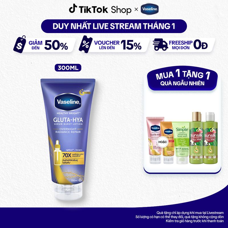 6 MỚI Mặt nạ serum dưỡng thể Vaseline Gluta Hya Overnight ẩm mịn căng mướt 300ml
