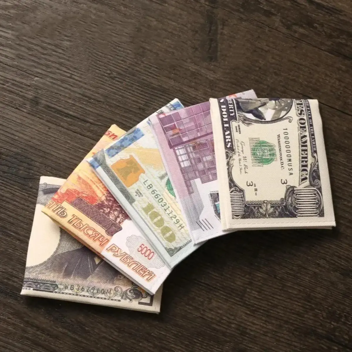 Foreign Currency Wallets Creative Canvas Short Wallet Zero Purses Travel Student Small Gift Cash Holder Billfold