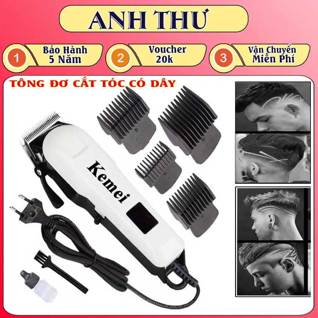 Tông Đơ Cắt Tóc Có Dây KM-809C, Sử Dụng Cắt Tóc Cho Gia Đình