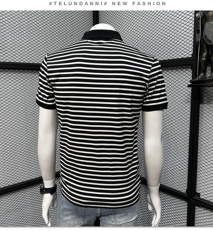 Product Introduction of Áo Polo Thêu, Dành Cho Nam Giới, Thương Hiệu Thời Trang Mùa Hè, Áo Thun Sọc, Thời Trang Cao Cấp Thường Ngày Có Ve Áo, Dáng Ôm, Dễ Phối Đồ, Áo Thun ngắn Tay Cộc Tay 7
