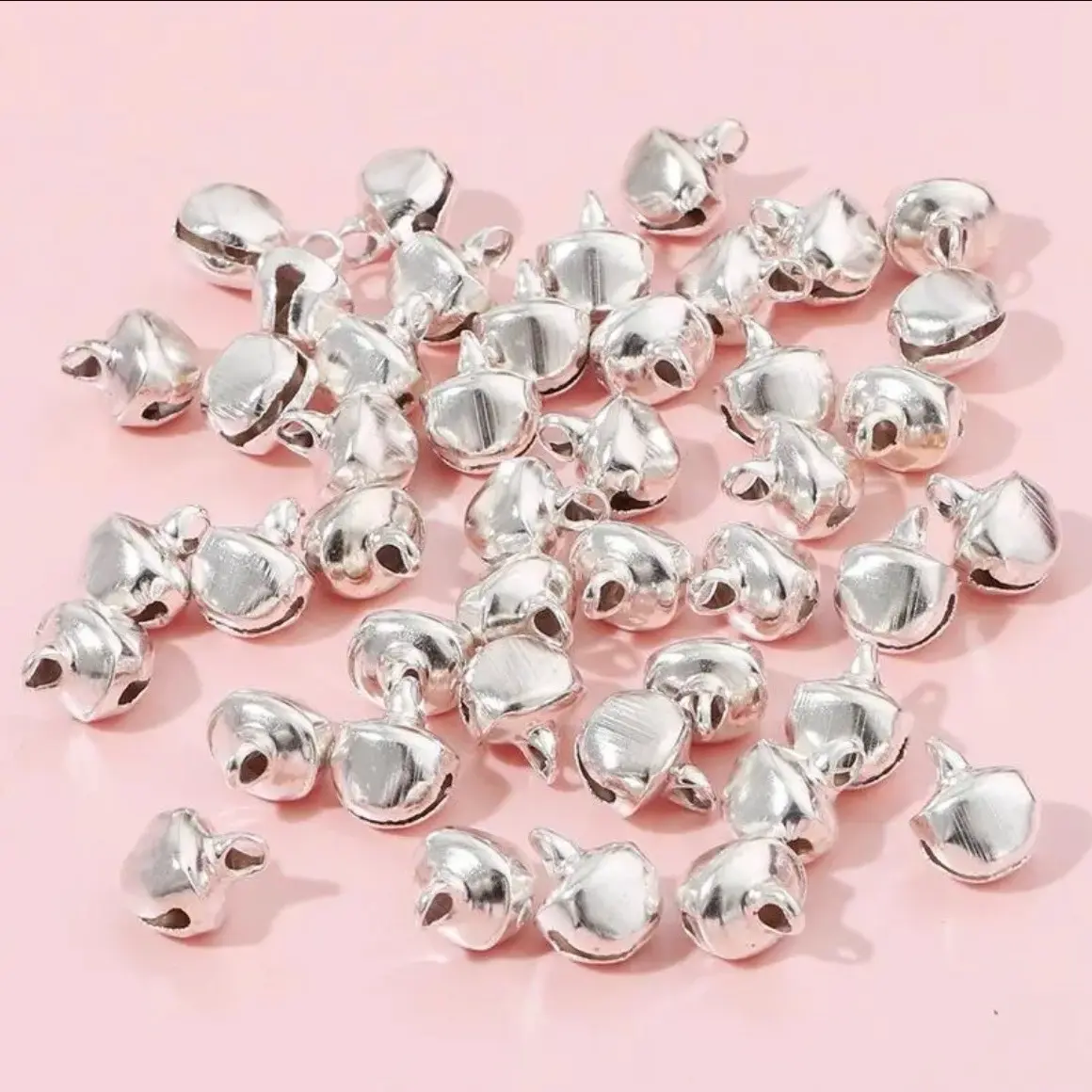 Phụ kiện charm chuông lục lạc màu bạc làm vòng tay móc khoá DIY hạt candy  diy embroidery  beads troll  beads