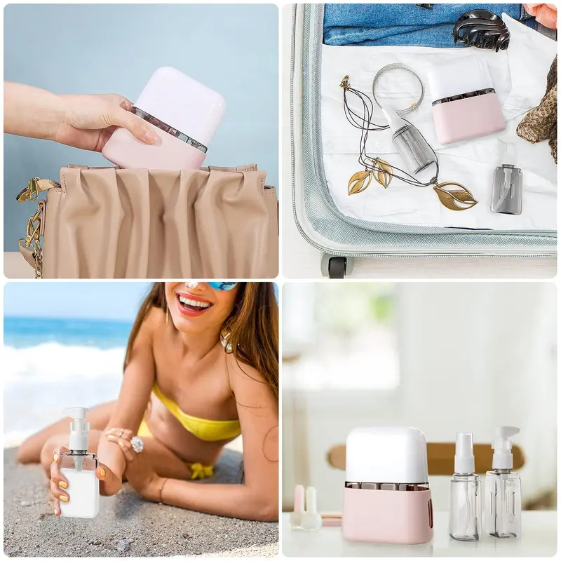 Travel Size Cosmetic Packaging Bottle, 2 Sets 8 Counts Refillable Spray Bottles with Organizer Storage Box, Bathroom Accessories, Portable Leak Proof Handy Travel Containers Set for Toiletries Home Outdoor Office 6