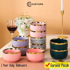 HCSTORE Nasi Keramik kecil Sultan List Gold Mewah HARGA SATUAN! mangkok HCSTORE Nasi Keramik kecil Sultan List Gold Mewah HARGA SATUAN! mangkok