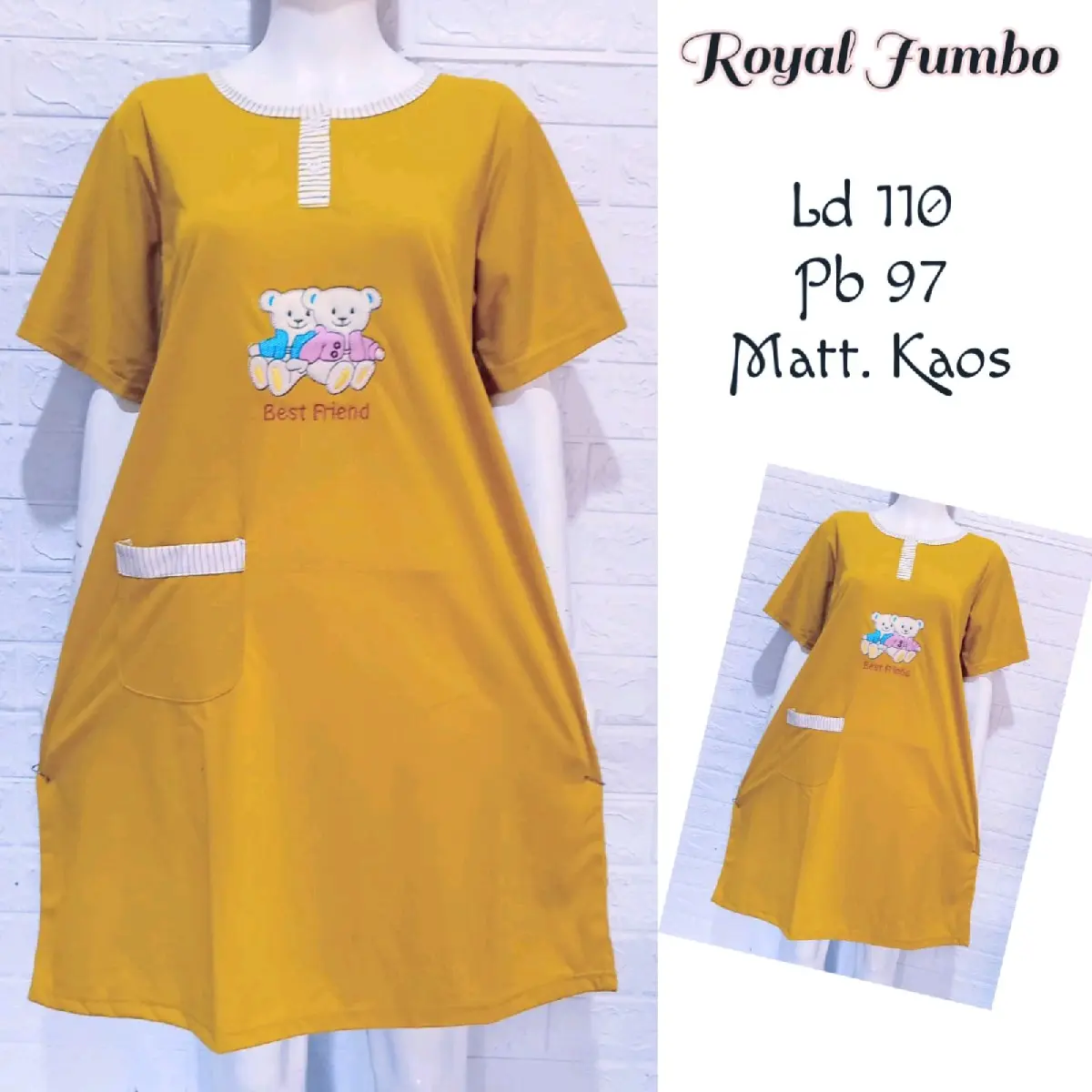 Daster Kaos Cantik LD 110 Cm Busui Kancing Wanita Tidur
